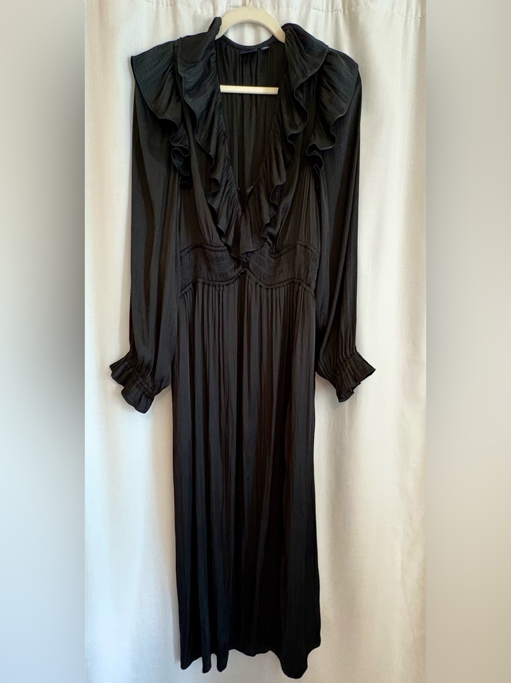 GAP Black Satin Ruffle Midi Dress | size XXL - Picture 5 of 7
